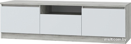 Тумба MLK Лори ТВ с ящиком и 2 дверками (дуб серый/белый)