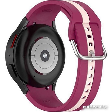 Ремешок Rumi Sport Line силиконовый для Samsung Galaxy Watch4/5 (20 мм, вишневый/бежевый)