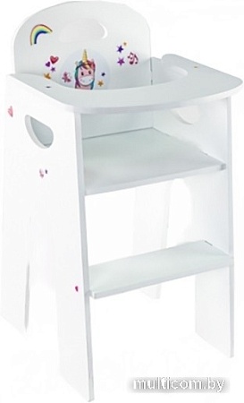 Стульчик для кукол Woody Стульчик для кормления кукол. Алиса Единорог с сердцем 03991