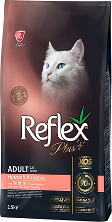 Сухой корм для кошек Reflex Plus Hairball с лососем и курицей (15 кг)