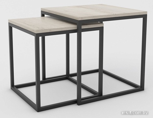 Журнальный столик Hype Mebel Дуэт 40x50-100 (черный/древесина белая)