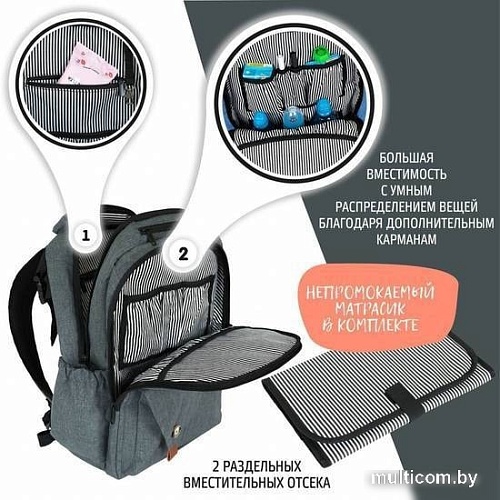 Рюкзак для мамы Nuovita CapCap Tour (серый)