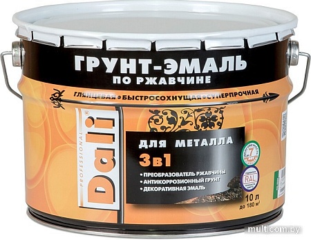 Грунт-эмаль Dali Молотковая по ржавчине 3 в 1 0.75 л (черный)
