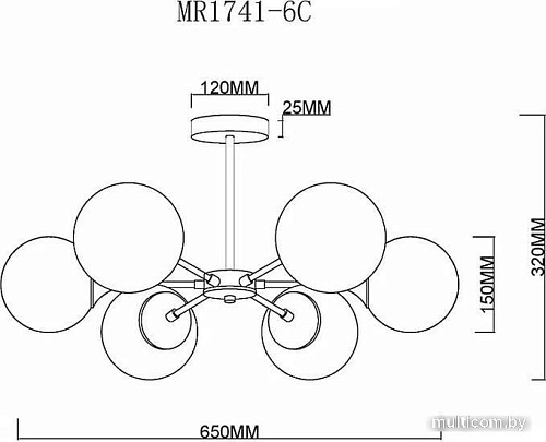 Люстра средней высоты Myfar Fisher MR1741-6C