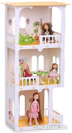 Кукольный домик Krasatoys Дом Жасмин с мебелью 000274 (белый/желтый)