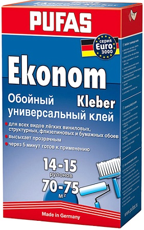 Клей для обоев Pufas Эконом Euro 3000 универсальный (500 г)