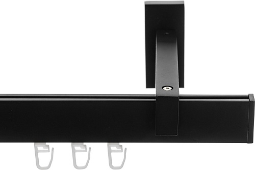 Карниз для штор Sundays Home Флэт Лайн Изи одинарный (составной, заглушка, черный матовый, 4 м)