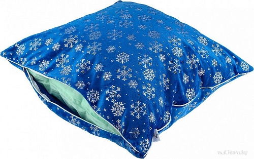 Декоративная подушка Домашняя Мода Новогодний принт (50х50, синий)