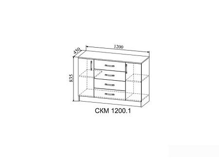 Комод ДСВ Софи СКМ 1200.1 (сонома/белый глянец)