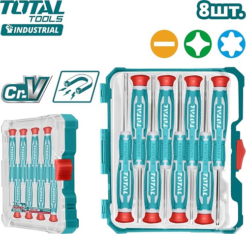 Набор отверток прецизионных Total THT250826 (8 предметов)