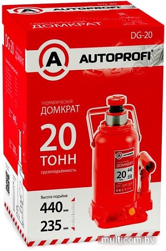 Бутылочный домкрат Autoprofi DG-20 20т