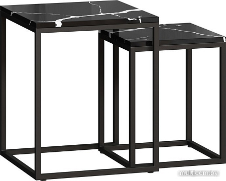 Журнальный столик LoftyHome Годмар 5 1627380 (мрамор блэк/черный)
