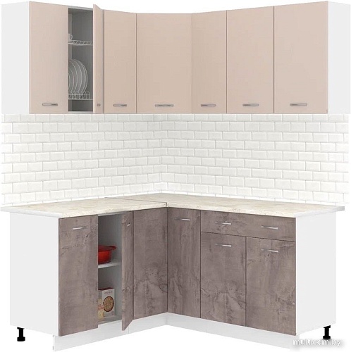 Готовая кухня Кортекс-мебель Корнелия Лира 1.5x2.0 (капучино/оникс/королевский опал)