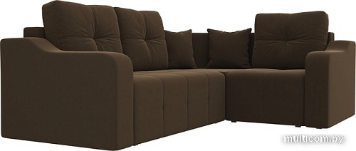 Угловой диван Mebelico Кембридж угловой 108822 (правый, микровельвет, коричневый)