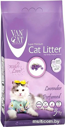 Наполнитель для туалета Van Cat Lavender бентонитовый с ароматом лаванды 5 кг