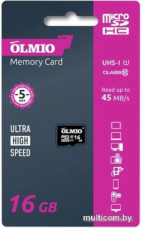 Карта памяти Olmio microSDHC 16GB Class 10 UHS-I