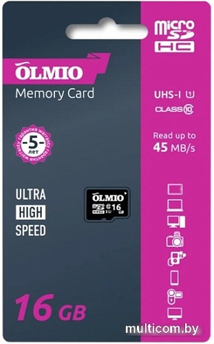 Карта памяти Olmio microSDHC 16GB Class 10 UHS-I