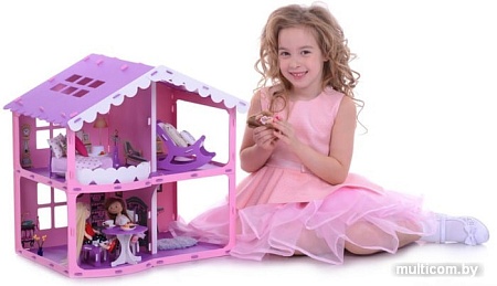 Krasatoys Загородный дом Анжелика с мебелью 000255 (розовый/сиреневый)