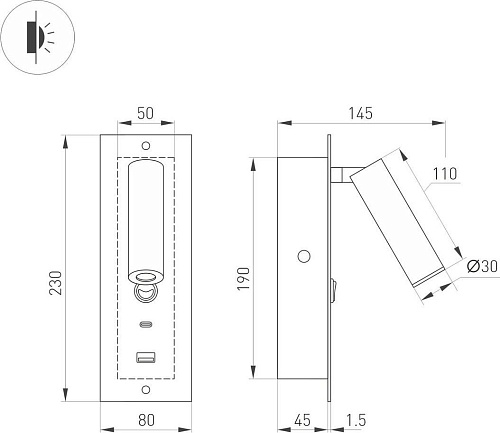 Спот Arlight SP-Bed-Charge-Built-S80x230-3W Warm3000 046880