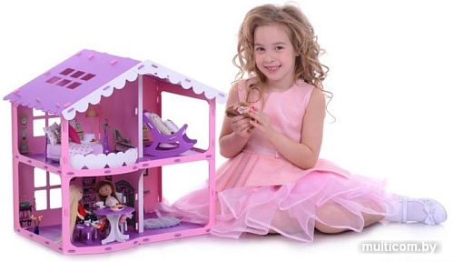Krasatoys Загородный дом Анжелика с мебелью 000255 (розовый/сиреневый)