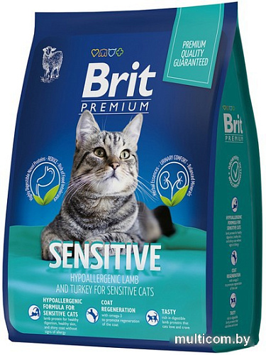 Сухой корм для кошек Brit Premium Sensitive с индейкой и ягненком 2 кг