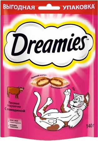 Лакомство для кошек Dreamies лакомые подушечки с говядиной 140 г