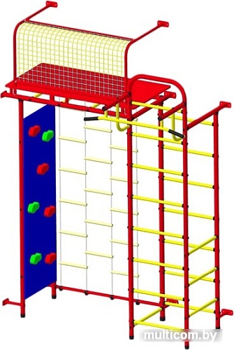 Детский спортивный комплекс Пионер 10ЛМ со скалодромом (красный/желтый)