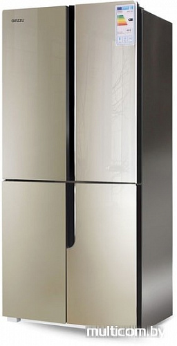 Четырёхдверный холодильник Ginzzu NFK-500 Gold glass