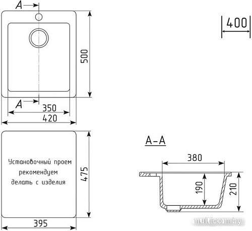 Кухонная мойка Mixline ML-GM14 551910 (ультра-черный)