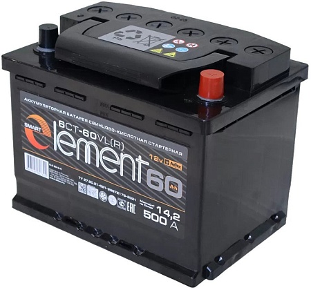 Автомобильный аккумулятор Smart Element 6СТ-60 Евро R+ (60 А·ч)