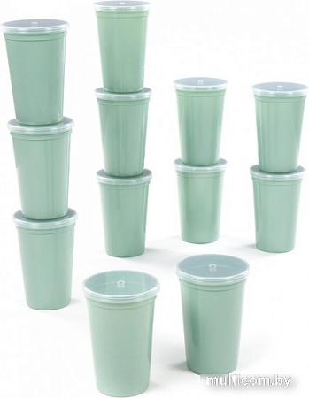 Набор стаканов для воды и напитков Полесье 74062 (12 шт, бледно-оливковый)