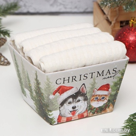 Набор полотенец Доляна 9836660 (4шт, белый)