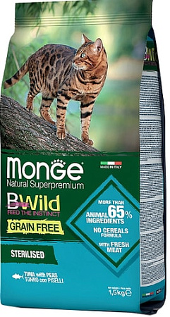 Сухой корм для кошек Monge Bwild Tonno Sterilised 1.5 кг
