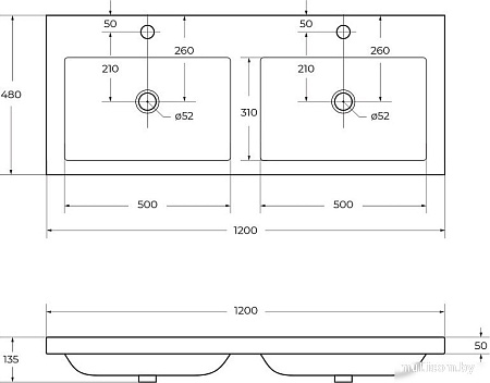 Умывальник Cezares CZR-1200/480-2-LV-MR-ECO