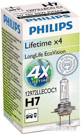 Галогенная лампа Philips H7 LongLife EcoVision 1шт [12972LLECOC1]