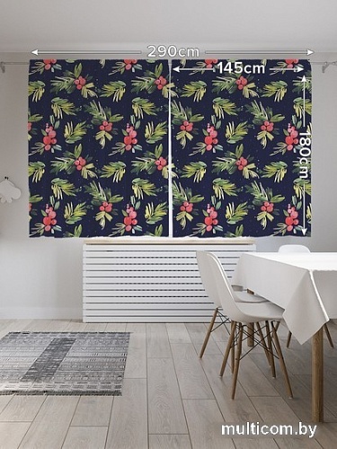 Комплект штор JoyArty Ветка с ягодами Oxford DeLux 1.45x1.8 м pox_380827 (2 шт)