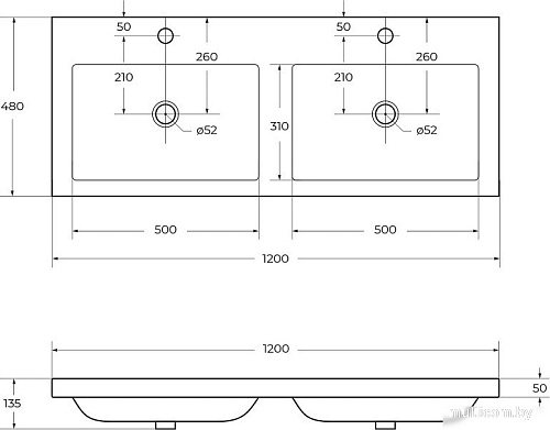 Умывальник Cezares CZR-1200/480-2-LV-MR-ECO