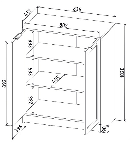 Тумба Интерлиния Концепт Тренд КТ-Т84 (белый платинум/луна)