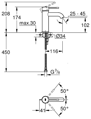 Однорычажный смеситель Grohe Essence+ 23590001