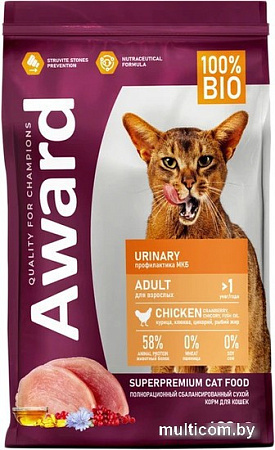 Сухой корм для кошек Award Adult Urinary (для профилактики мочекаменной болезни с курицей с добавлением клюквы, цикория и рыбьего жира) 400 г