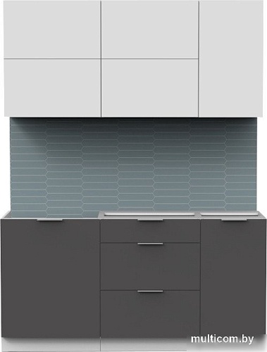 Готовая кухня Интермебель Микс Топ-32 1.6м без столешницы (белый премиум/графит серый)