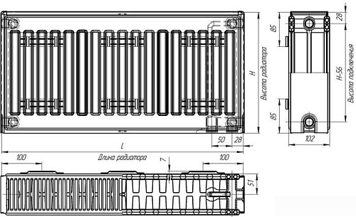 Стальной панельный радиатор Лидея ЛУ 22-520 500x2000
