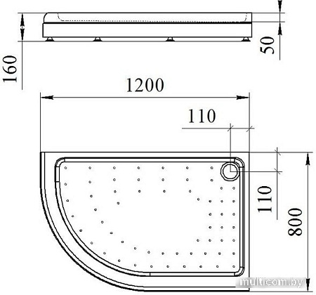 Душевой поддон Radomir 120x80 1-11-0-1-0-008