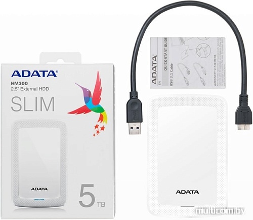 Внешний жесткий диск A-Data HV300 AHV300-5TU31-CWH 5TB (белый)