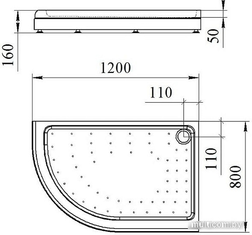 Душевой поддон Radomir 120x80 1-11-0-1-0-008