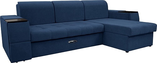 Диван Сириус Лидер-13 с оттоманкой НПБ 285x165 (Eva 22 велюр синий)