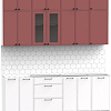 Готовая кухня Интермебель Лион-7 2.2м без столешницы (красная глазурь софт/белый софт)
