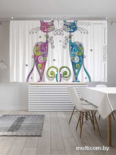 Комплект штор JoyArty Кошачья комбинация 1.45x1.8 м pox_9651_145x180 (2 шт)