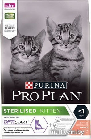 Сухой корм для кошек Pro Plan Sterilised Kitten OptiStart с лососем 3 кг