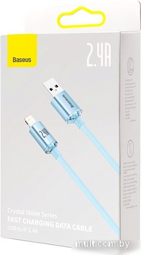 Кабель Baseus Crystal Shine USB Type-A - Lightning (2 м, голубой)